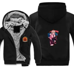 Unisex Anime Chainsaw Man Verdickt Warmer Kapuze Mantel Teenager Zipper Hoody