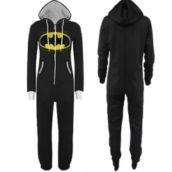 Unisex Batman One-Piece Hooded Pyjama Winter Superman Cosplay Kostüm Schlafanzug