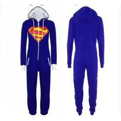 Unisex Batman One-Piece Hooded Pyjama Winter Superman Cosplay Kostüm Schlafanzug