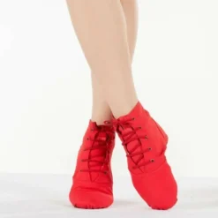 Unisex Kinder Canvas Ballet Tanzschuhe Schnurschuhe Jazzschuhe Rot/ Schwarz/ Weib