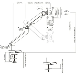 Universal Monitor Halterung Schreibtischhalterung Gasfeder Weiß 17-32