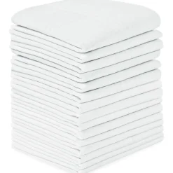 URAQT Herren Taschentücher, 15 Stück, 38x38 cm, 100% Baumwolle, Weiß