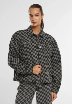 Urban Classics Damen Jeansjacke Ladies 80's Oversized Laser Printed Denim Jacket