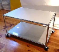 USM Haller Beistelltisch Couchtisch Reinweiß / weiß, Design Möbel MwSt. Rollen