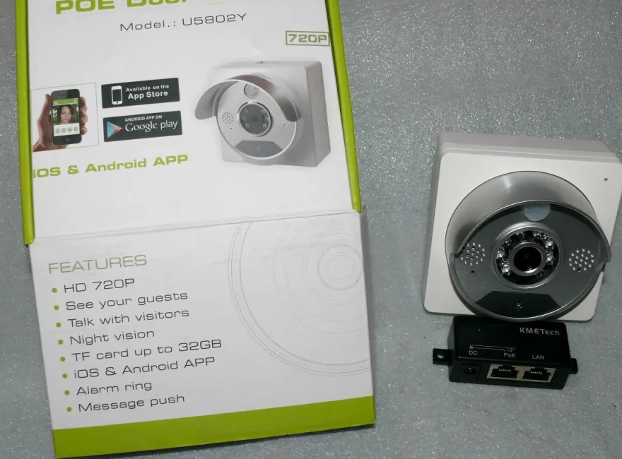 U5802Y POE Türklingel Kamera 720P Mikrofon PIR Sensor Nachtsicht Sensoren Record