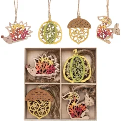 Valery Madelyn Herbstdeko Holz Anhänger Kürbis Igel 3D-Effekt 5cm