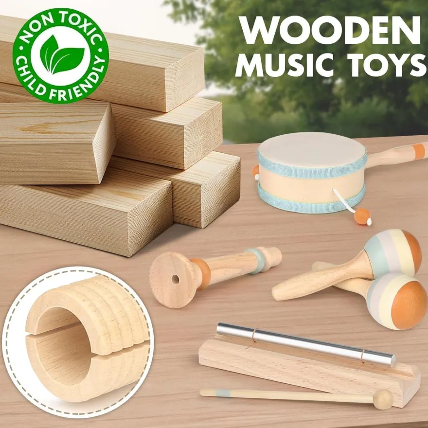 Vanplay Holz Musikinstrumente für Kinder ab 2 Jahre, Montessori Baby Schlagzeug