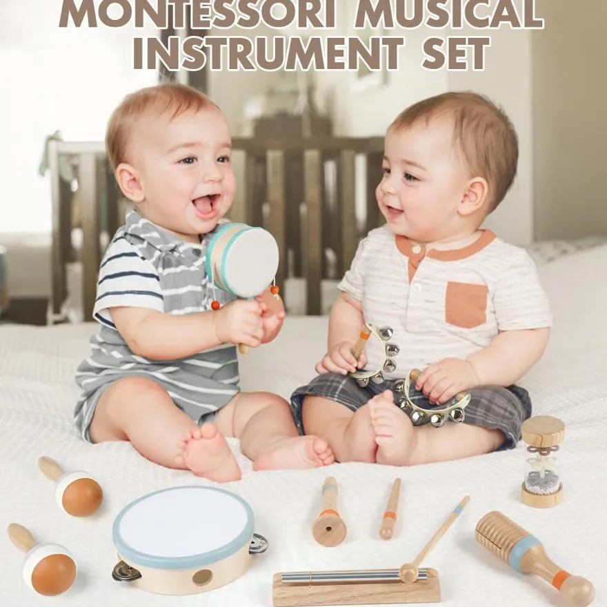Vanplay Holz Musikinstrumente für Kinder ab 2 Jahre, Montessori Baby Schlagzeug