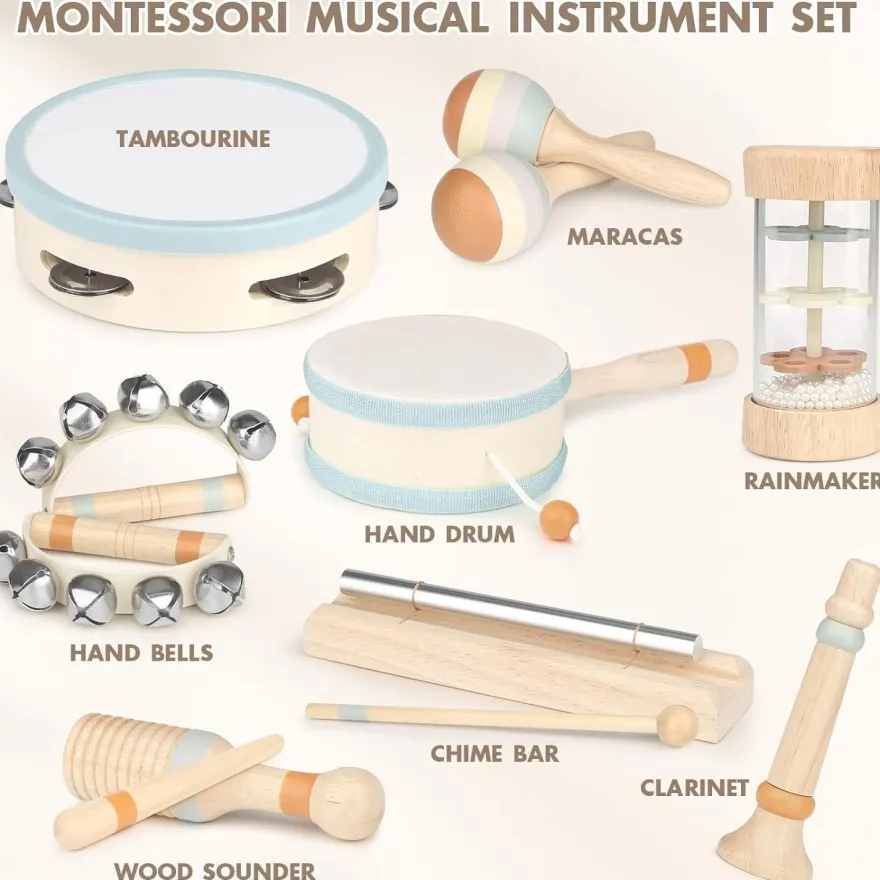 Vanplay Holz Musikinstrumente für Kinder ab 2 Jahre, Montessori Baby Schlagzeug