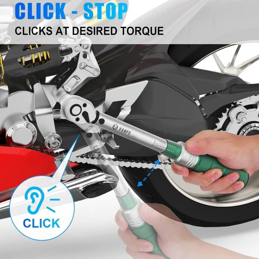 VANPO Drehmomentschlüssel 3/8 Zoll, 5-60 Nm Set für Fahrrad/Motorrad