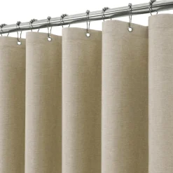 Vanzavanzu Duschvorhang Leinen Taupe 152x214cm - Wasserdicht, Anti-Schimmel