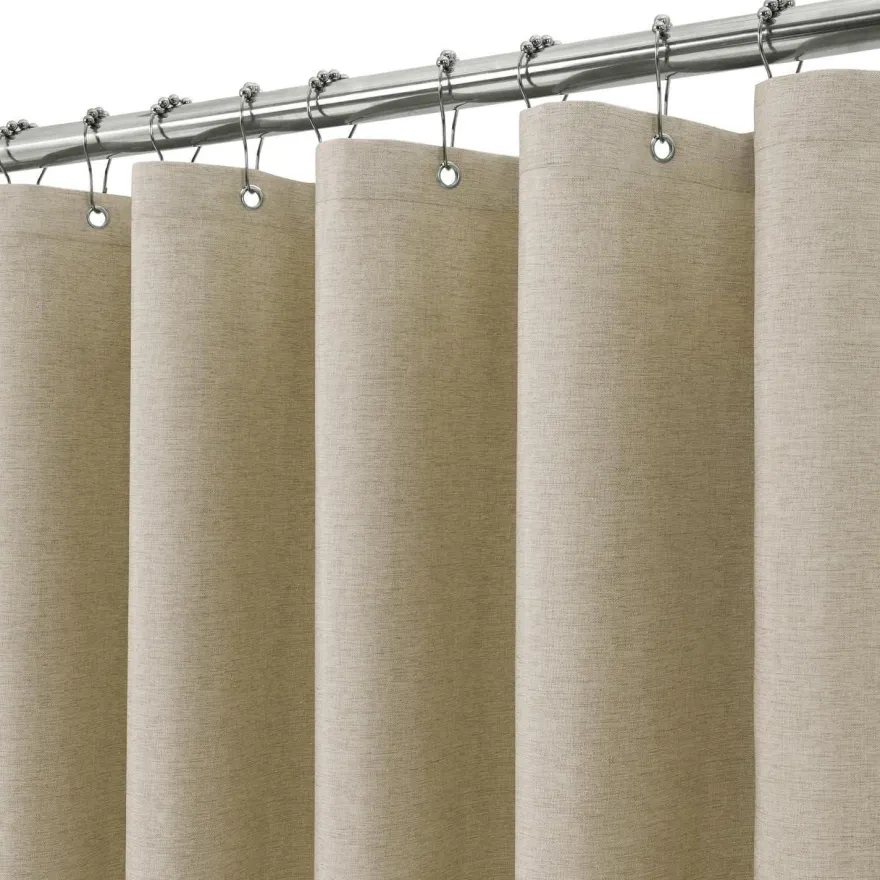 Vanzavanzu Duschvorhang Leinen Taupe 152x214cm - Wasserdicht, Anti-Schimmel