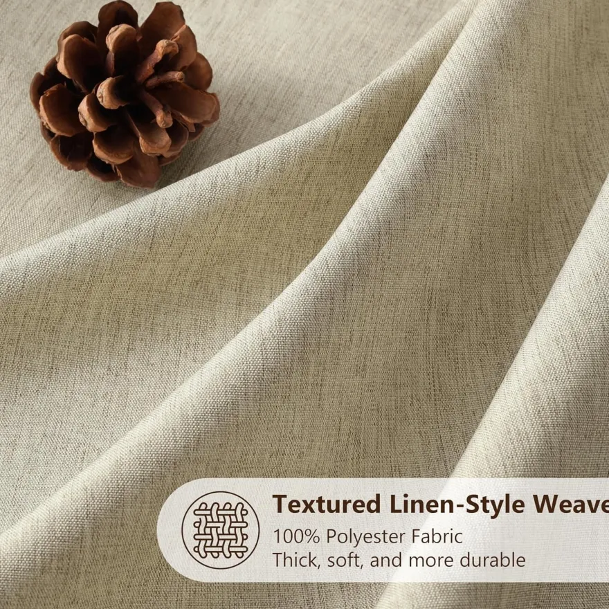 Vanzavanzu Duschvorhang Leinen Taupe 152x214cm - Wasserdicht, Anti-Schimmel