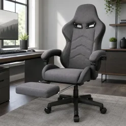 VARR Brooklands Gaming-Stuhl Fußstütze Kopf- und Lendenkissen Grau Schwarz