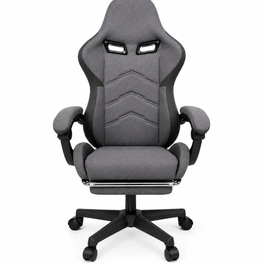 VARR Brooklands Gaming-Stuhl Fußstütze Kopf- und Lendenkissen Grau Schwarz