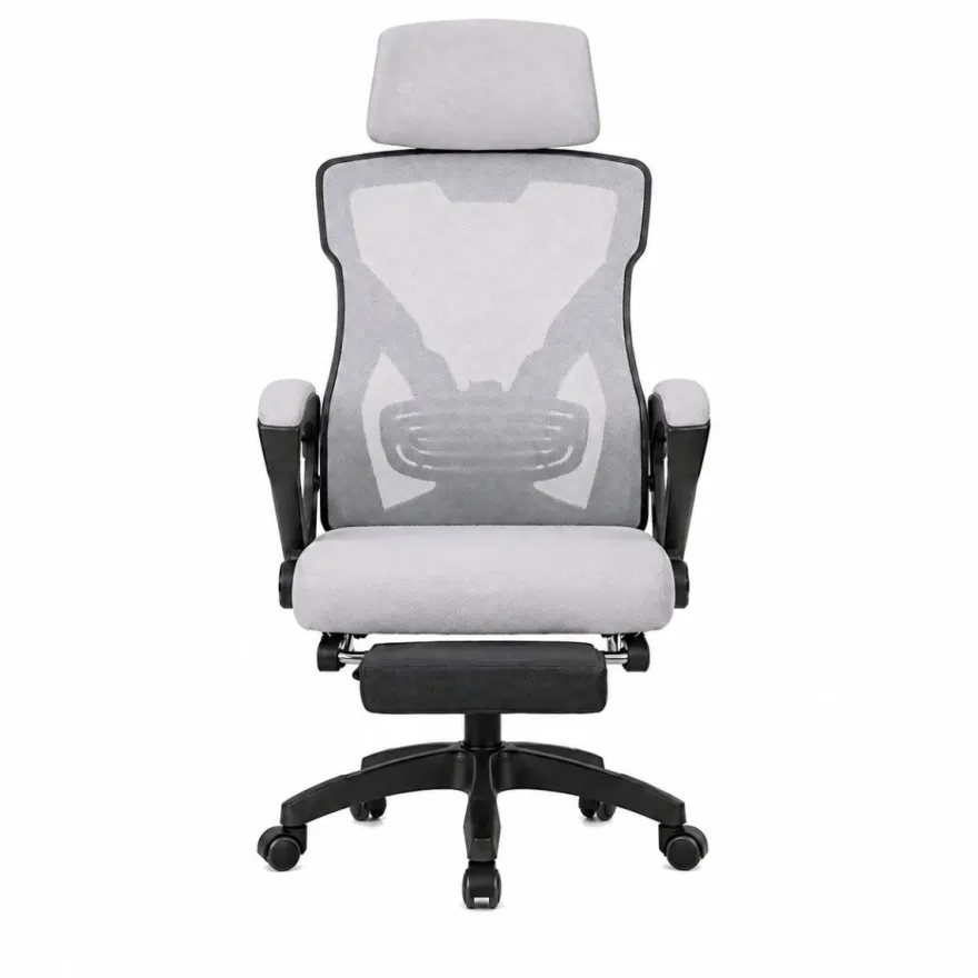 VARR NEXO Ergonomischer Bürostuhl Mesh Fußstütze Kopfstütze Grau Schwarz