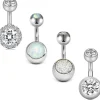 vcmart 3er Set Kurzes Bauchnabelpiercing 6mm Chirurgenstahl 14G Silber Herz Stil