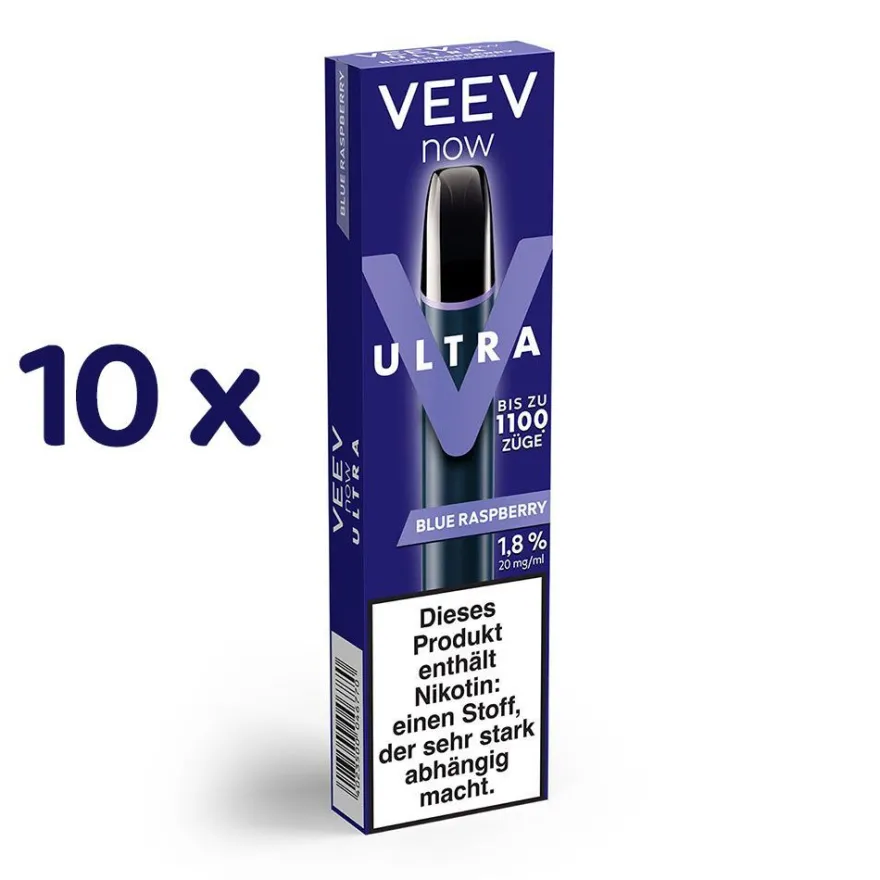 VEEV now ULTRA BLUE Raspberry 20mg/ml Nikotin 10x Einweg-E-Zigarette, Vape