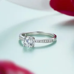 Verlobungsring Damen 1 Karat Moissanite Diamant 925 Silber VVS1 D Farbe Rose