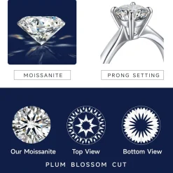 Verlobungsring Damen 1-2 Karat Moissanite Solitär 925 Silber D VVS1 Box