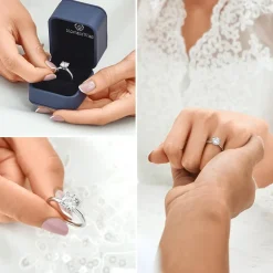 Verlobungsring Damen 1-2 Karat Moissanite Solitär 925 Silber D VVS1 Box