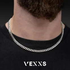 VEXXS Herren Panzerkette Kubanisch 18 Karat Vergoldet Edelstahl 4/5/6mm