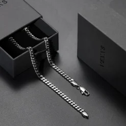 VEXXS Herren Panzerkette Kubanisch 18 Karat Vergoldet Edelstahl 4/5/6mm