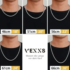 VEXXS Königskette 4/6mm, 18K Gold beschichtet, Edelstahl, Byzantinische