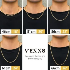 VEXXS Kordelkette Herren vergoldet Edelstahl 3/4/5mm, Schmuck