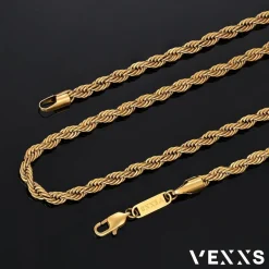 VEXXS Kordelkette Herren vergoldet Edelstahl 3/4/5mm, Schmuck