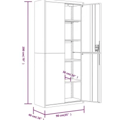 vidaXL Aktenschrank Hellgrau 90x40x240 cm Stahl