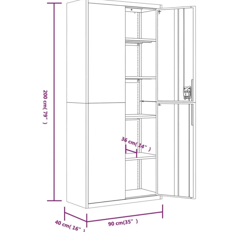 vidaXL Aktenschrank Hellgrau 90x40x240 cm Stahl