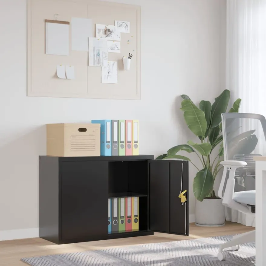 vidaXL Aktenschrank Schwarz 90x40x70 cm Stahl