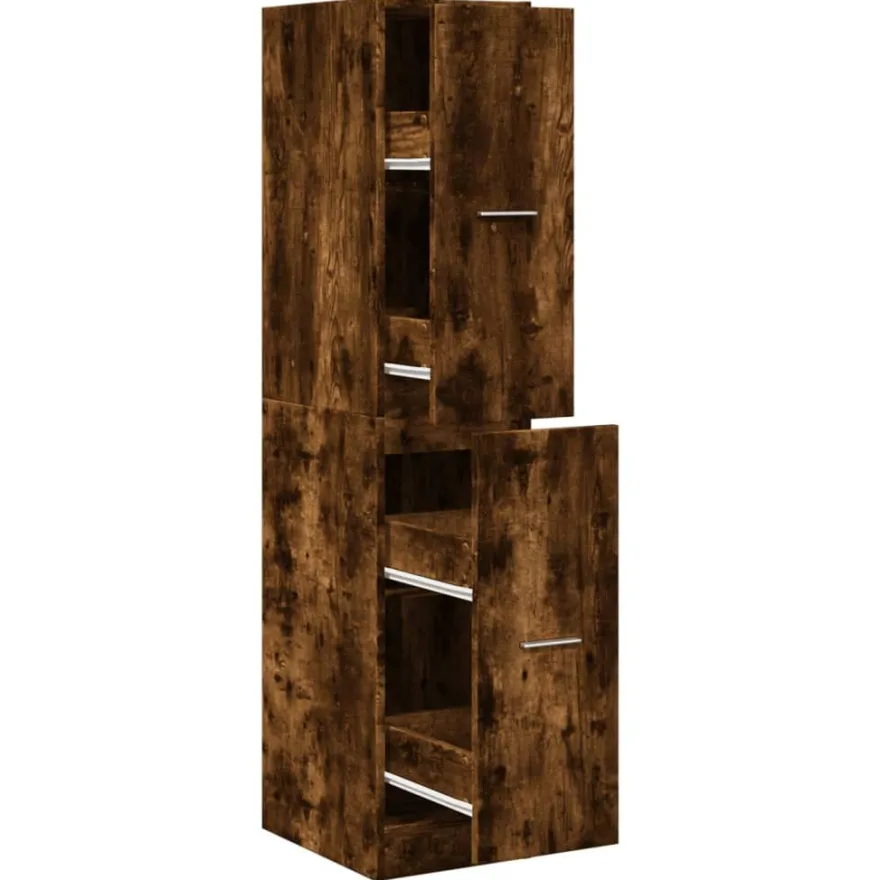 vidaXL Apothekerschrank Räuchereiche 30x41x144,5 cm Holzwerkstoff