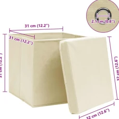 vidaXL Aufbewahrungsboxen mit Deckel 4 Stk. Creme 32x32x32 cm Stoff