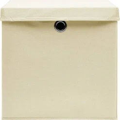 vidaXL Aufbewahrungsboxen mit Deckel 4 Stk. Creme 32x32x32 cm Stoff