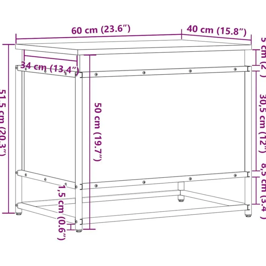 vidaXL Aufbewahrungsbox mit Deckel Eichen-Optik 60x40x51,5 cm