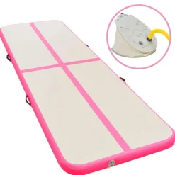 vidaXL Aufblasbare Gymnastikmatte mit Pumpe 500x100x10 cm PVC Rosa