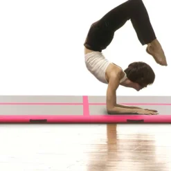 vidaXL Aufblasbare Gymnastikmatte mit Pumpe 800×100×10 cm PVC Rosa