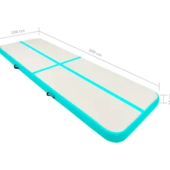 vidaXL Aufblasbare Gymnastikmatte mit Pumpe 500x100x15 cm PVC Grün