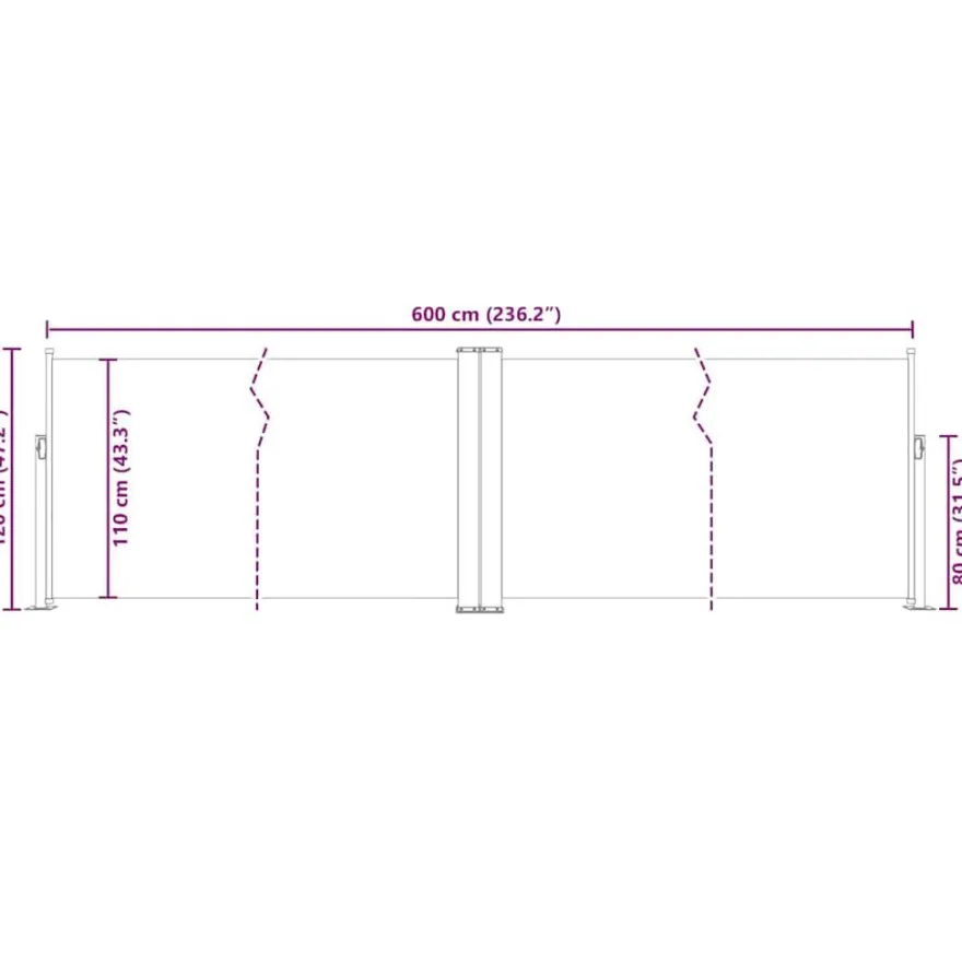 vidaXL Ausziehbare Seitenmarkise Anthrazit 120 x 600 cm
