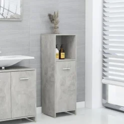 vidaXL Badezimmerschrank Betongrau 30x30x95 cm Holzwerkstoff