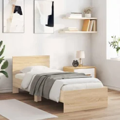 vidaXL Bettgestell ohne Matratze mit Kopfteil Sonoma-Eiche 90x200 cm