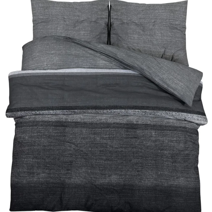 vidaXL Bettwäsche-Set Dunkelgrau 260x240 cm Baumwolle