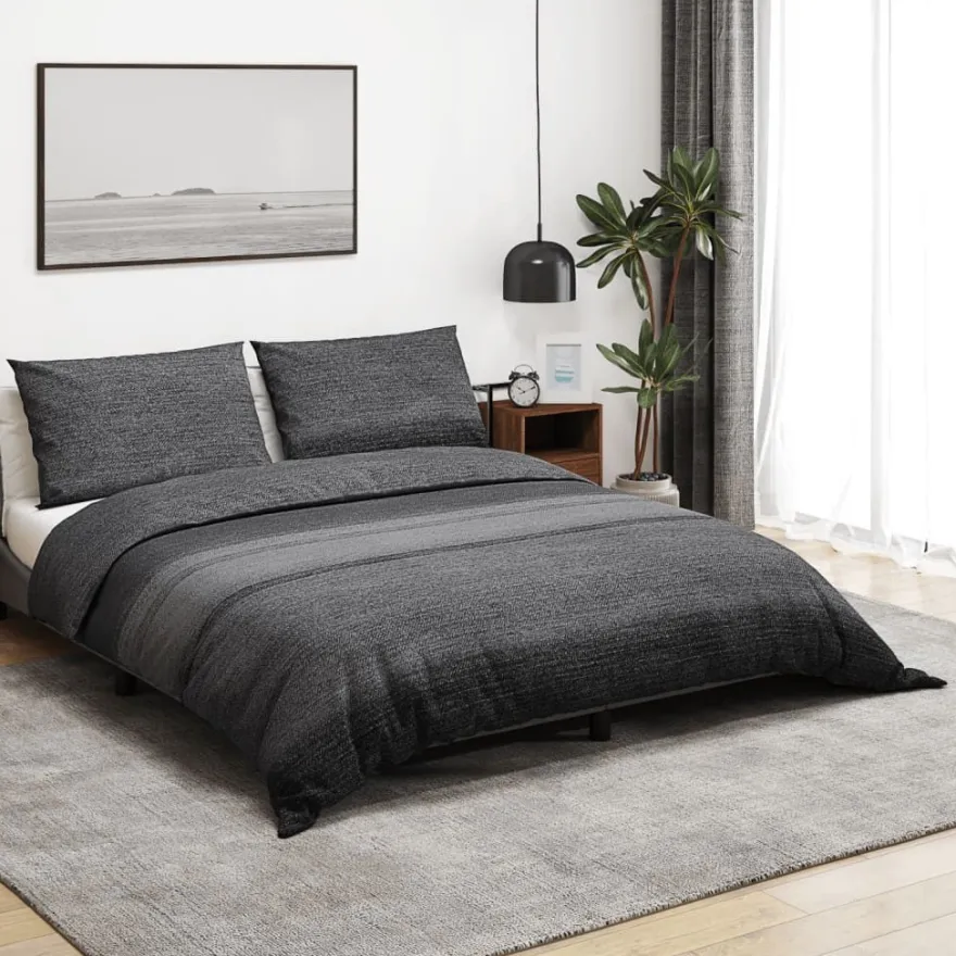 vidaXL Bettwäsche-Set Dunkelgrau 260x240 cm Baumwolle