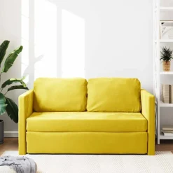 vidaXL Bodensofa mit Schlaffunktion Dunkelgelb 122x204x55 cm Samt