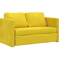 vidaXL Bodensofa mit Schlaffunktion Dunkelgelb 122x204x55 cm Samt
