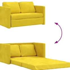 vidaXL Bodensofa mit Schlaffunktion Dunkelgelb 122x204x55 cm Samt