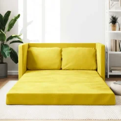 vidaXL Bodensofa mit Schlaffunktion Dunkelgelb 122x204x55 cm Samt