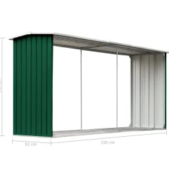 vidaXL Brennholzlager Verzinkter Stahl 330 x 92 x 153 cm Grün